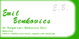emil benkovics business card